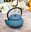 Sky Blue Hobnail Rustic Textured Petite Cast Iron Teapot 10oz Tea Pot