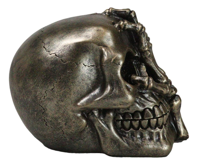 Day of The Dead Faux Bronze Hand Over Face Gesture Skull Figurine Macabre Humor