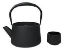 Black Modern Straight Edge Tetsubin Cast Iron Teapot 33oz And 4 Tea Cups Set