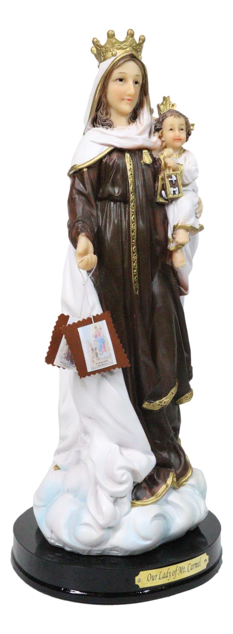 Catholic Our Lady of Mount Carmel Mary And Jesus Figurine With Name Base 12"H