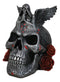 Grim Reaper Skeleton Angel Of Death Praying On Tribal Skull Red Roses Figurine