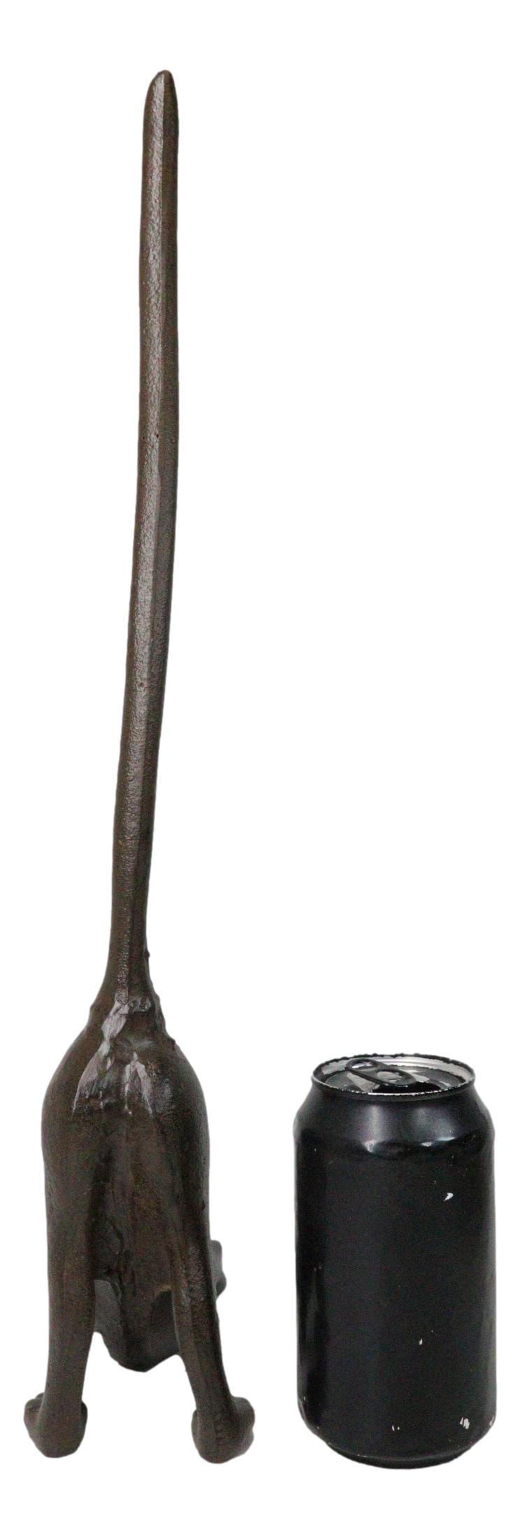 Rustic Cast Iron Crouching Kitty Cat with Long Tail Kitchen Paper Towel Holder