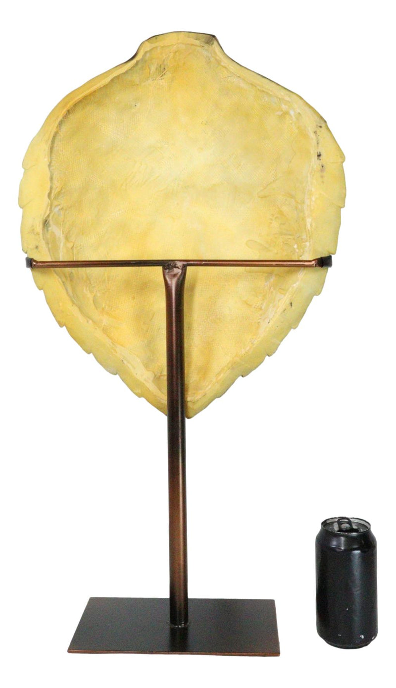 Nautical Marine Black Tone Faux Hawksbill Turtle Shell Sculpture With Pole Stand