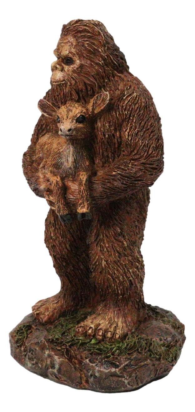 Sasquatch Bigfoot Holding Baby Deer Woodland Cryptid Forest Figurine