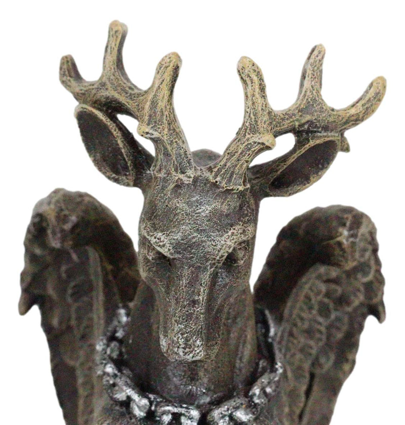 Gothic Sitting Winged Pegasus Stag Horned Gargoyle in Stoic Pose Statue 6.25"H
