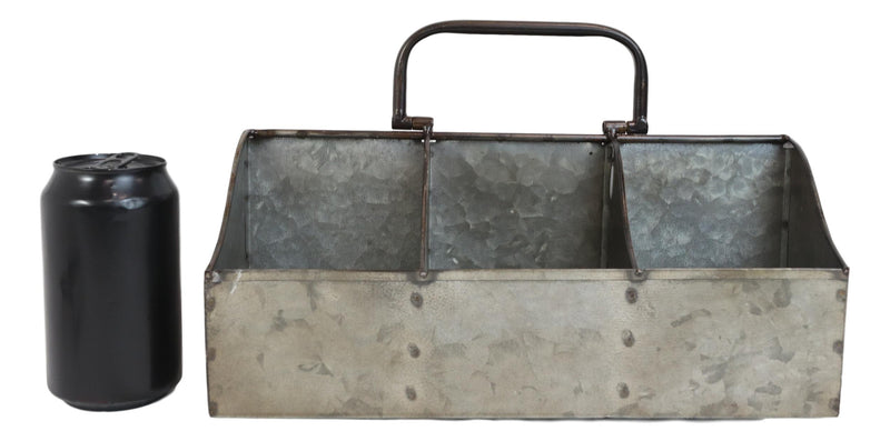 Farmhouse Galvanized Metal Rustic 6 Slots Wine Bottle Holder Basket With Handle