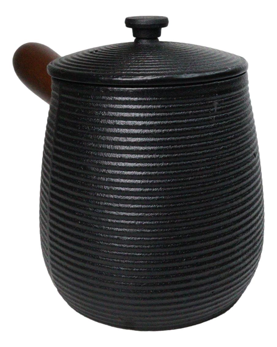 Kyusu Style Side Handle Spirals Cast Iron Teapot 18oz With Enameled Interior
