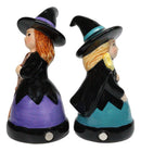Hocus Pocus Witches With Broomstick Magic Wand Ceramic Salt Pepper Shakers Set