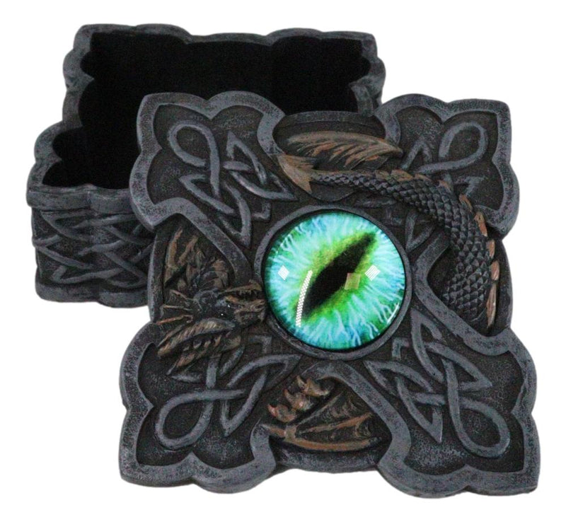 Celtic Knotwork Cross Eye Of The Dragon Gothic Decorative Trinket Box Figurine