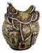 Rustic Western Brown Cowboy Horse Saddle Floral Wicker Design Coin Piggy Bank