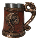 Large Dragon Barrel Mug with Sword Sculpted Handle – Medieval Drink Tankard 20oz