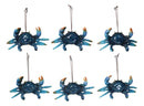 Set Of 6 Nautical Blue Beach Crabs Ocean Marine Wall Hanger Decor Tree Ornaments