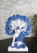 Meditating Buddha with Tree of Life Blue & White Gautama Buddha Figurine 9.5"H