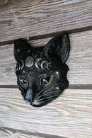 Gothic WIcca Mystic Moon Cat Masque Ornament On Pole Stand Or Wall Sculpture