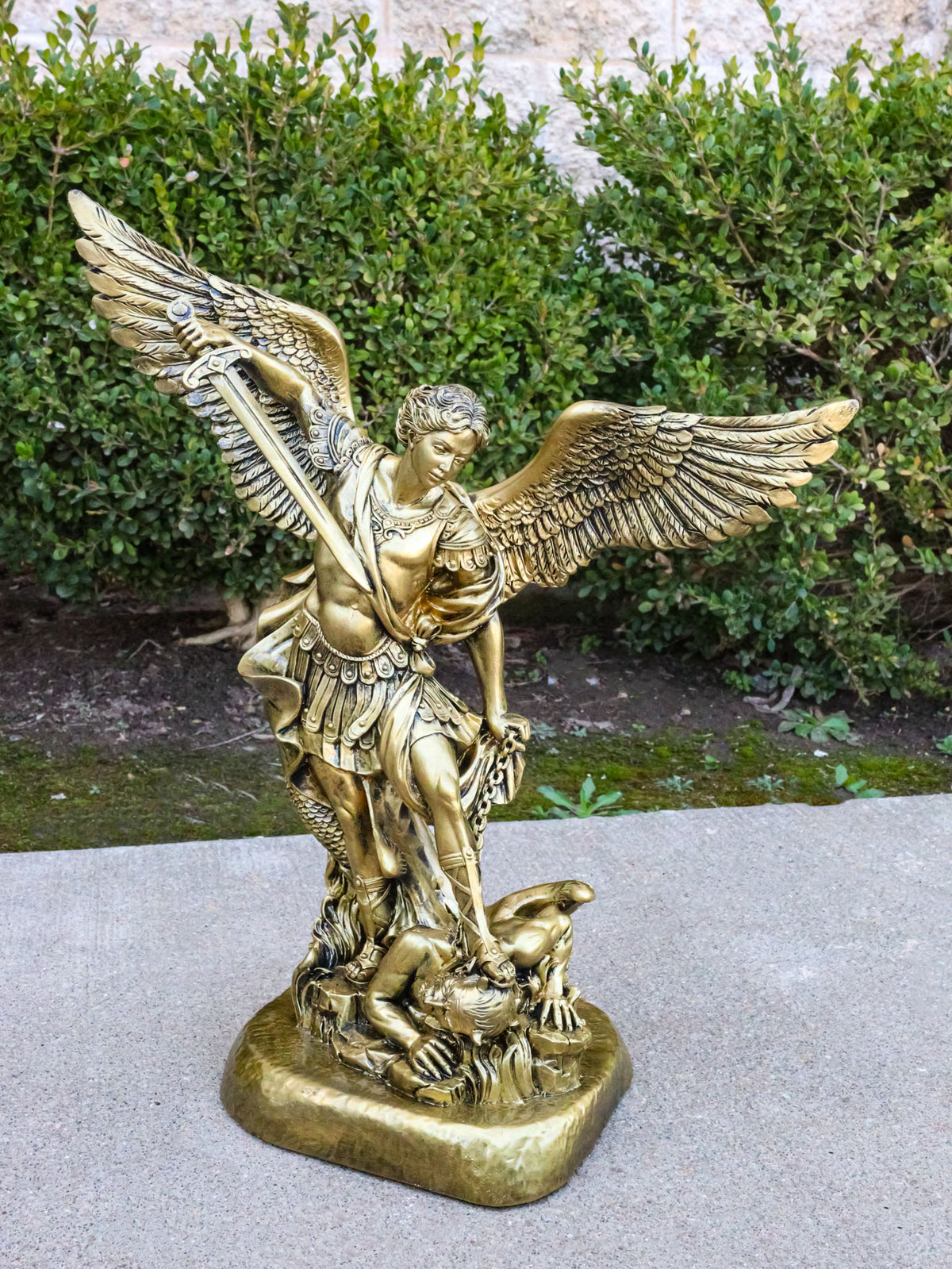 Made in Italy Archangel Saint Michael Trampling Satan With Sword Statue 16"H - Ebros Gift