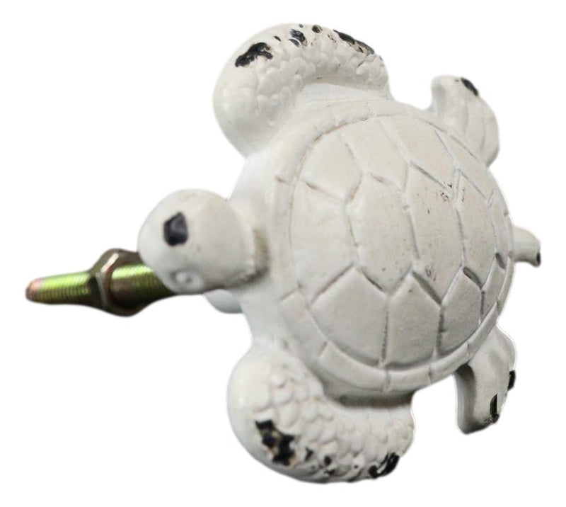 Pack Of 6 Aged White Nautical Marine Sea Turtle Drawer Cabinet Door Pull Knobs