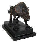 Faux Taxidermy Triceratops Dinosaur Fossil Figurine On Museum Display Base Stand