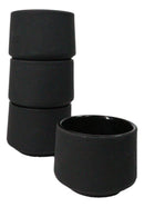 Black Modern Cylindrical Japanese Tetsubin Style Cast Iron Tea Cups Set of 4