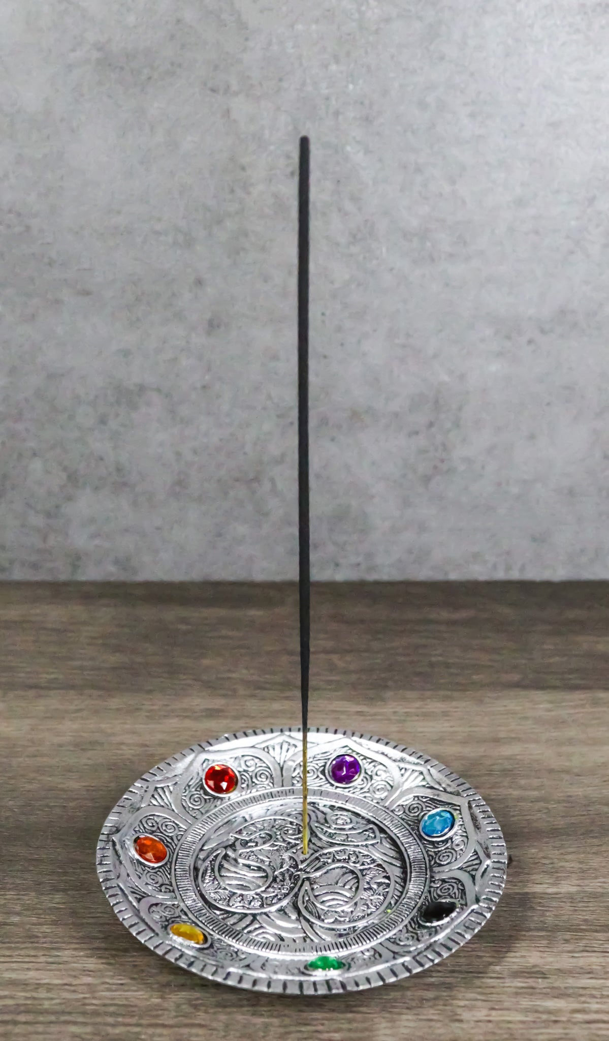 Feng Shui Buddha Ohm Symbol Lotus Mandala With 7 Chakra Gems Incense Burner - Ebros Gift