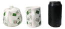Green White Chinese Mahjong Tiles Ceramic Tea Pot 15oz And 2 Cup Mugs 11oz Set