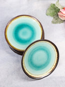 Pack Of 6 Crackle Green Midori Kannyu Round Appetizer Salad Dessert Plates 6.75"