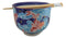 Auspicious Red Koi Fishes In Blue Waters Donburi Ramen Bowl With Chopsticks Set