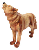 Wildlife Howling Wolf Figurine – Faux Wood Finish Wolf Sculpture with Carved Look