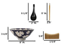 White Ume Plum Flowers Ceramic Ramen Bowl Soup Spoon Chopsticks And Rest Set