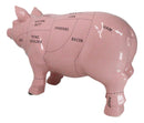 Large Ceramic Rustic Country Farmhouse Pink Pig Pork Butcher Chart Figurine