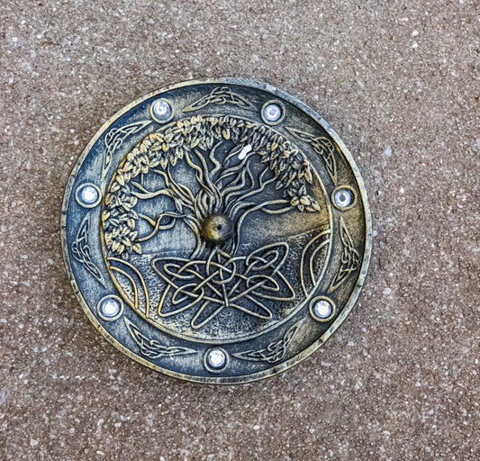 Celtic Tree of Life Incense Burner, 4.5-Inch Round Ash Catcher Celtic Knotwork