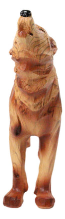 Wildlife Howling Wolf Figurine – Faux Wood Finish Wolf Sculpture with Carved Look
