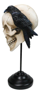 Poe's Raven Nevermore Skull Masque Ornament On Pole Stand Or Wall Sculpture