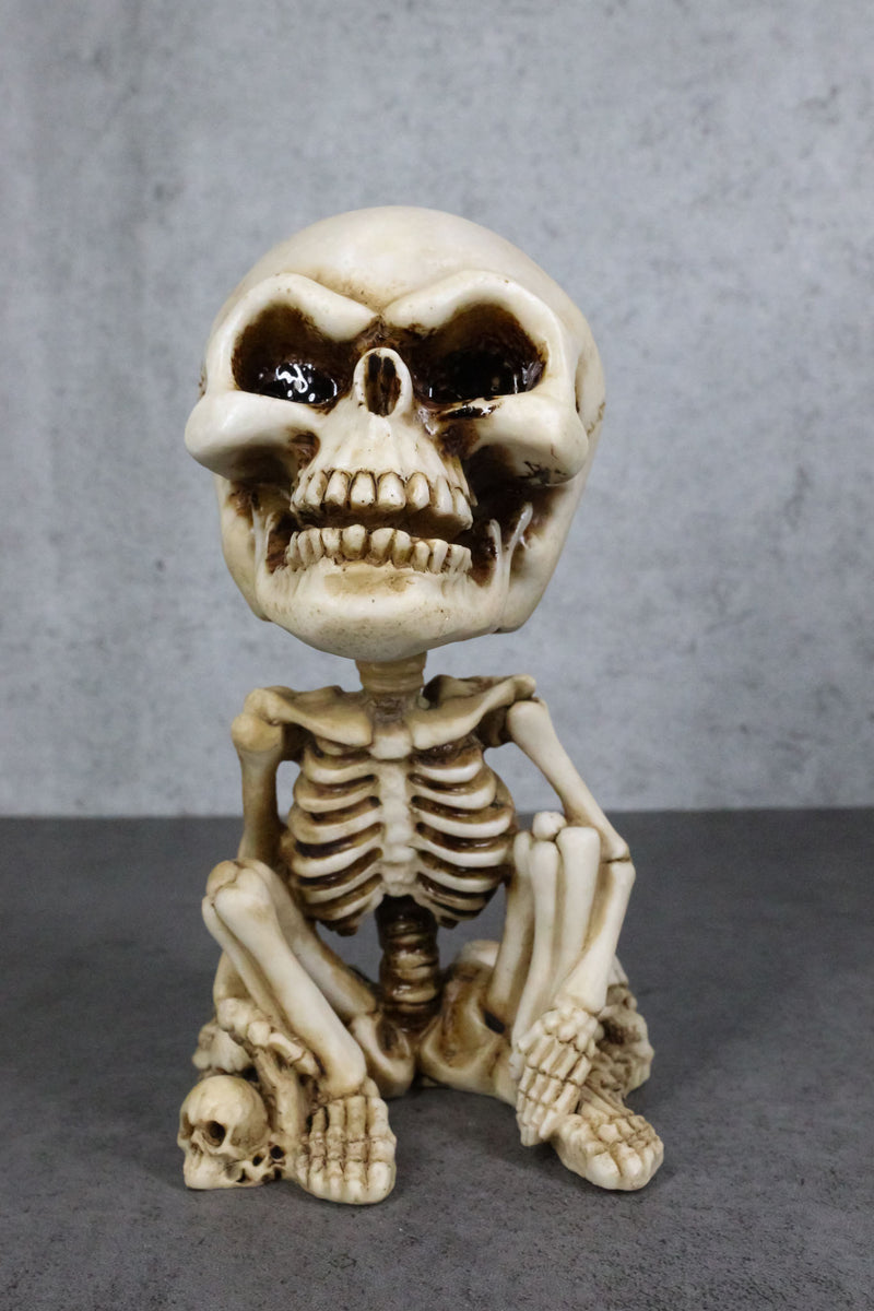 Gothic Macabre Grinning Grave Squatter Skeleton Skull Bobblehead Figurine