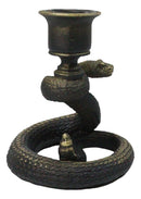 Dark Magic Coiled Serpent Rattle Snake Candlestick Taper Candleholder Figurine