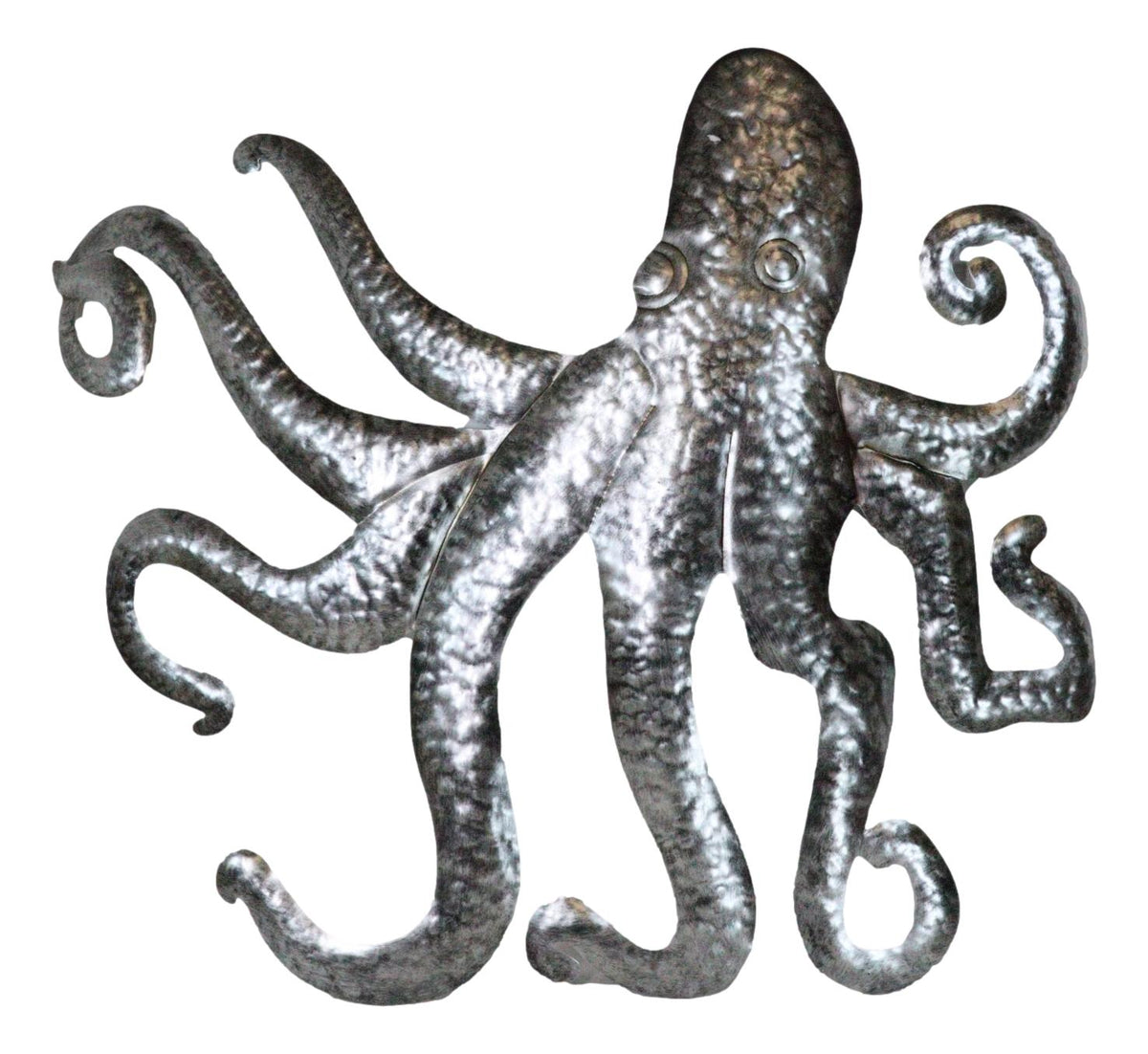 Silver Nautical Marine Deep Sea Octopus Tentacles Metal Wall Decor Plaque 31"L - Ebros Gift