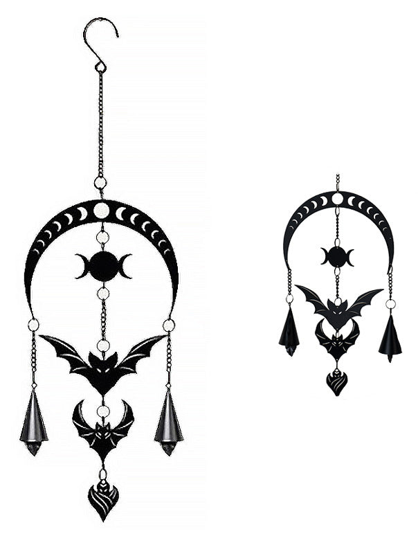 Macabre Dark Evolution Flying Bats With Phases Of The Moon Hanging Decoration