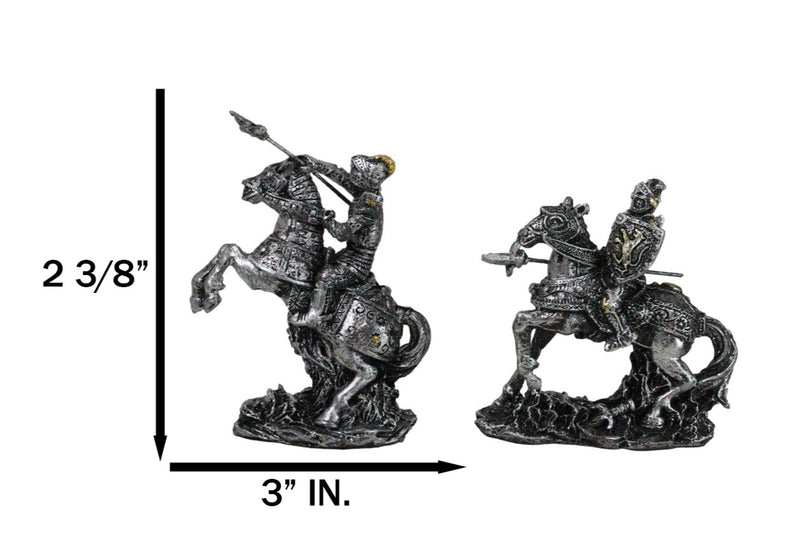 Set of 12 Medieval Armored Cavalry Horse Knights in Suit of Armor Figurines