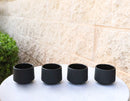 Black Modern Cylindrical Japanese Tetsubin Style Cast Iron Tea Cups Set of 4