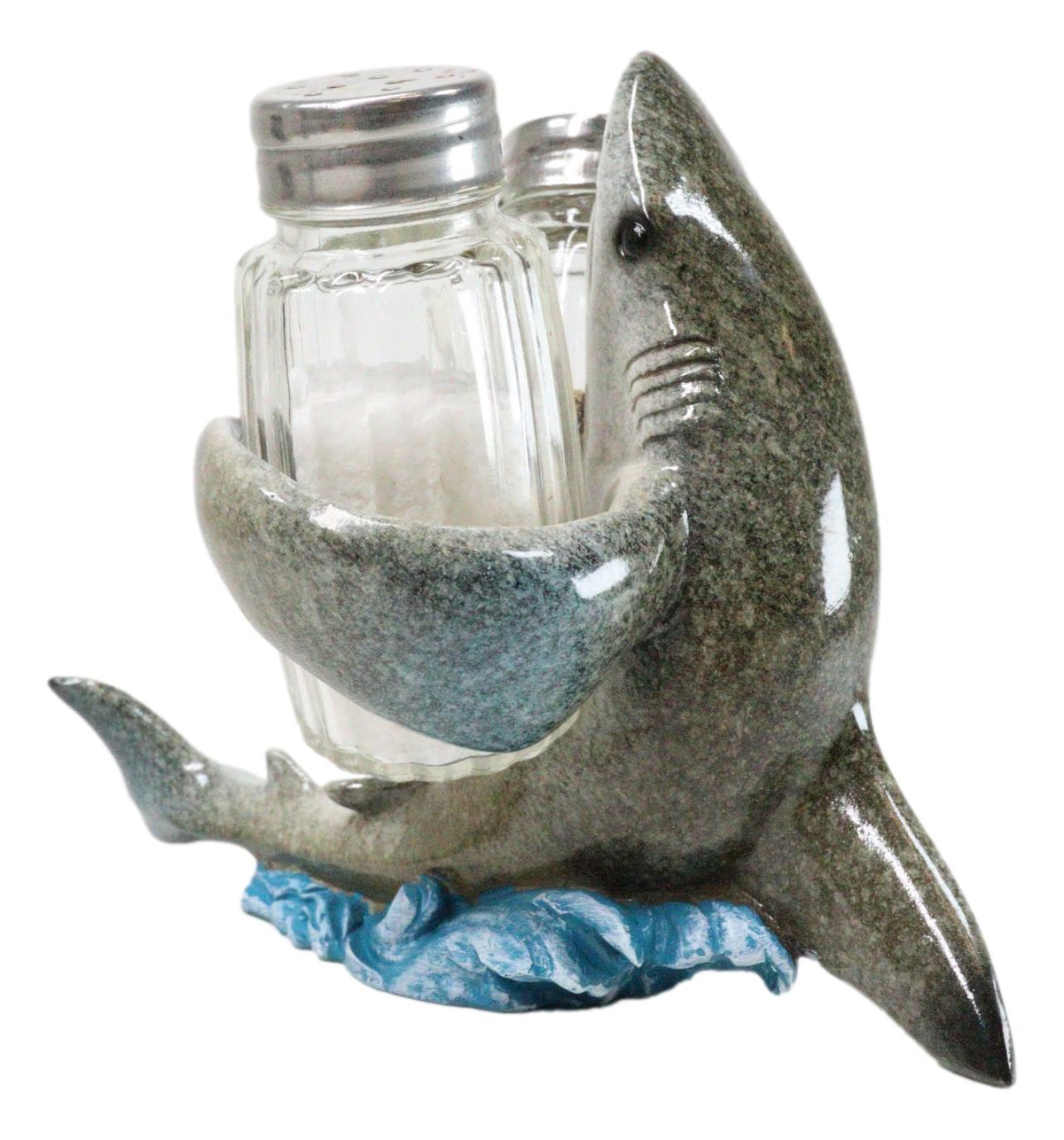 Sea Ocean Marine Apex Predator Great White Shark Salt And Pepper Shakers Holder