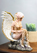 Victory Angel Winged Warrior Seraph With Golden Fish Net Outfit Figurine 6.25"H