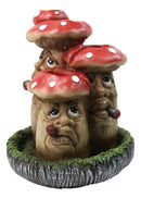 Fairy Garden Red 3 Toadstool Mushrooms Smoking Puffs Backflow Incense Burner