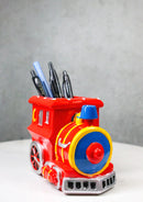 Red Colorful Choo Choo Train Locomotive Stationery Pencil Holder Figurine 5"L