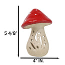 Whimsical Cottage Magic Red Toadstool Mushroom Ceramic Votive Candle Holder