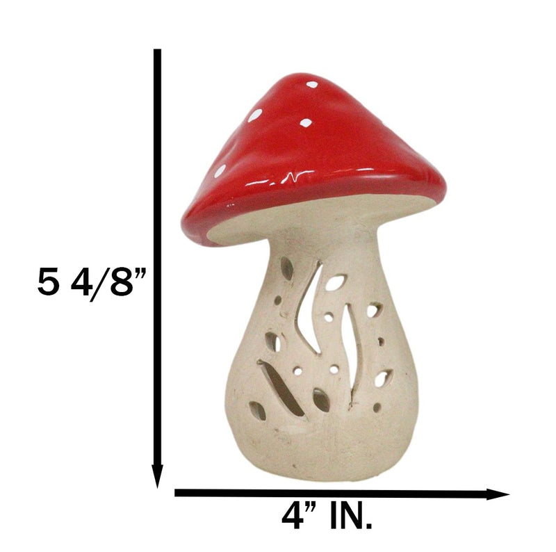 Whimsical Cottage Magic Red Toadstool Mushroom Ceramic Votive Candle Holder