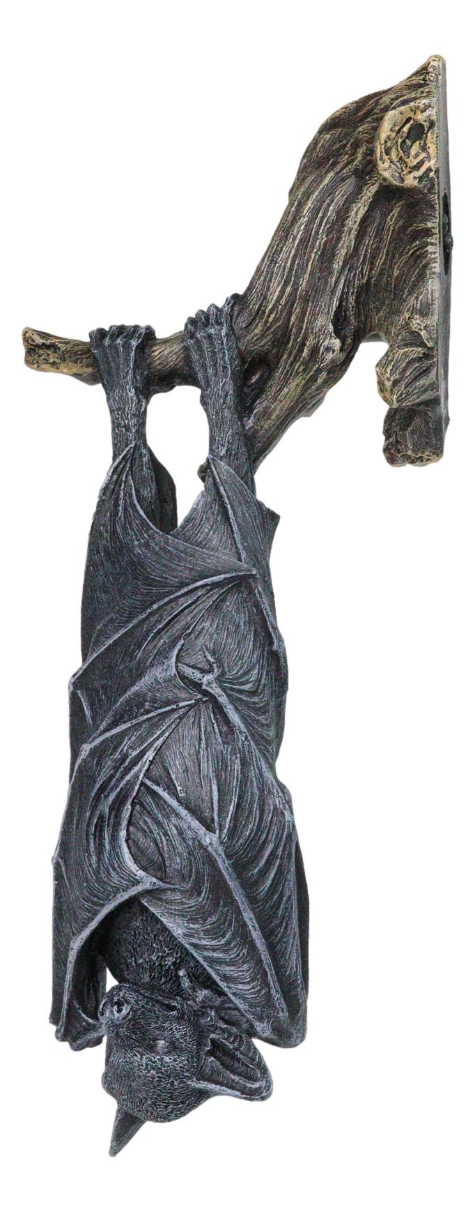 Nocturnal Sleeping Bat Wrapped In Wings On Tree Branch Wall Decor Figurine
