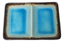 Pack Of 6 Blue Sky Aozora Kannyu Ceramic Two Compartment Rectangle Sauce Dishes