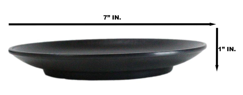 Pack Of 6 Black Silk Melamine Round Appetizer Dessert Side Dishes Plates 7"D