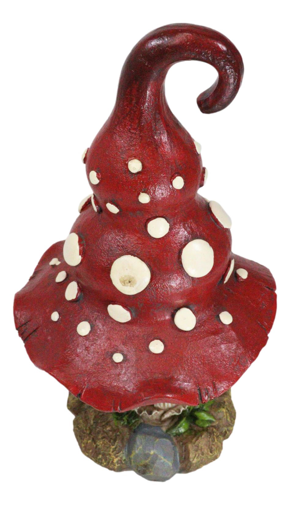Enchanted Fairy Garden Red White Spotted Crooked Toadstool Mushroom Figurine 9"H