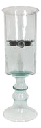 Contemporary Ribbed Cylinder Glass Pillar Candle Holder On Pedestal Stand 19"H