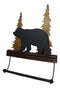 Rustic Western Elk Moose Deer Roaming Pine Forest 4-Peg Wooden Wall Hooks Plaque